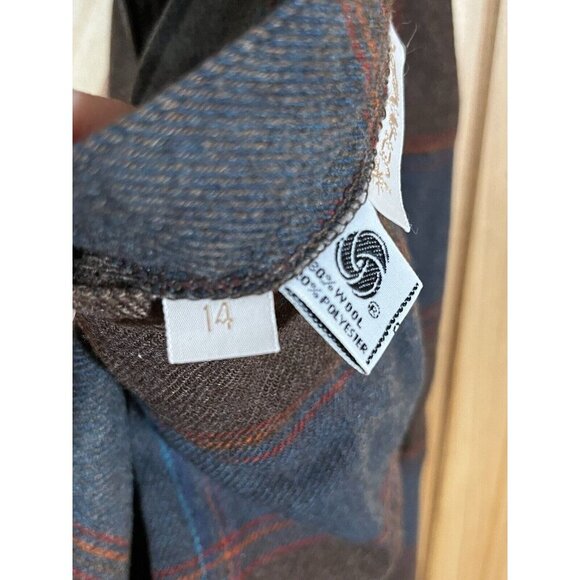 Vintage 70s Plaid Wool High Waisted John Meyer Retro Midi Skirt Women's Size 14 - Picture 8 of 11